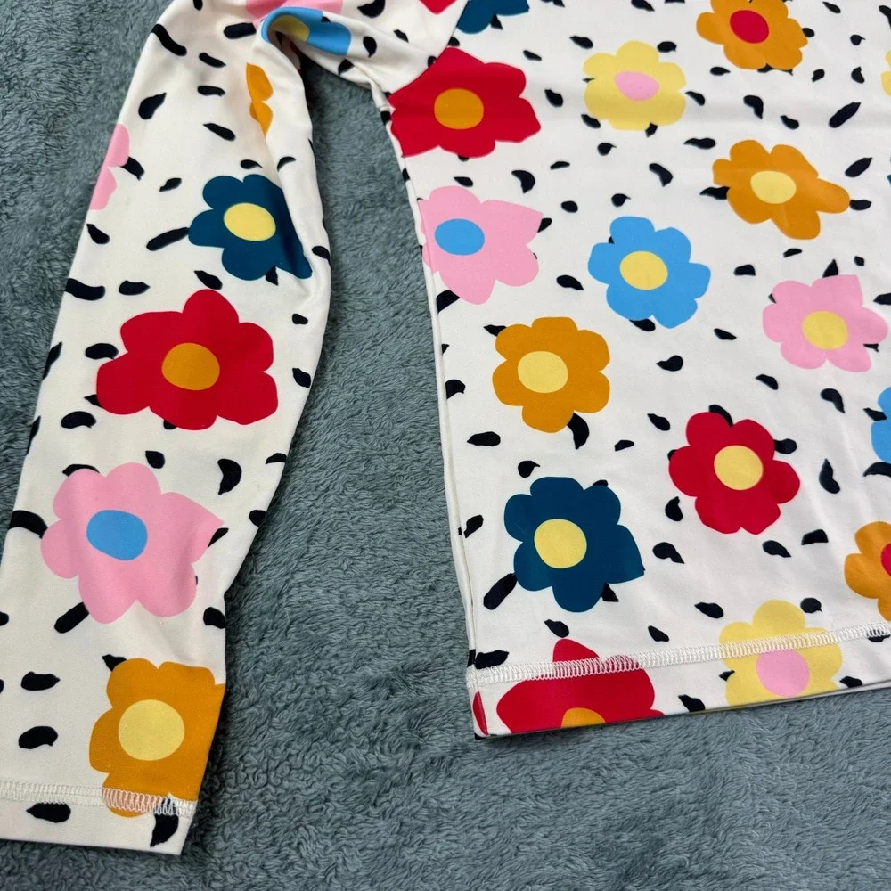 Hanna Andersson Girls‎ 10 Cream Floral Long Sleeve Rash Guard Sun Shirt Swim Top